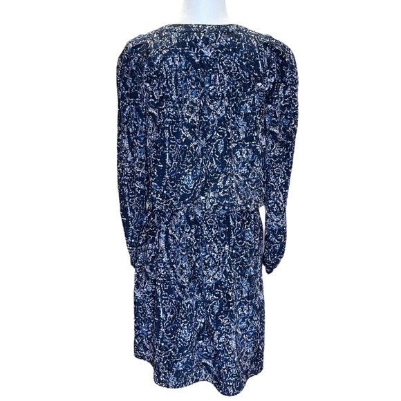 Rebecca Taylor - Block Print, Long Sleeve, Floral Mini Dress - Size 0, Blue - Picture 6 of 17